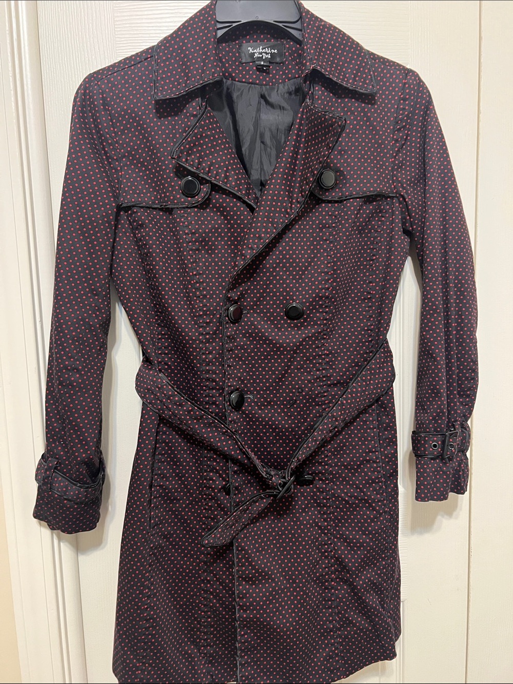 Burgundy Polka Dot Trench Coat